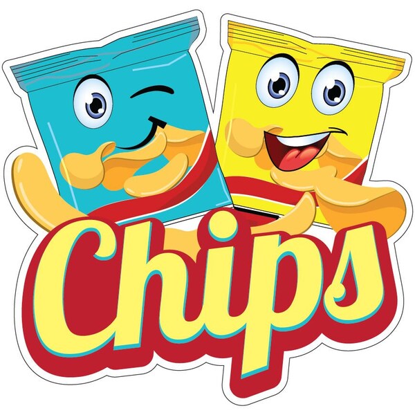 Chips Decal Concession Stand Food Truck Sticker, 24" x 10", D-DC-24 Chips19